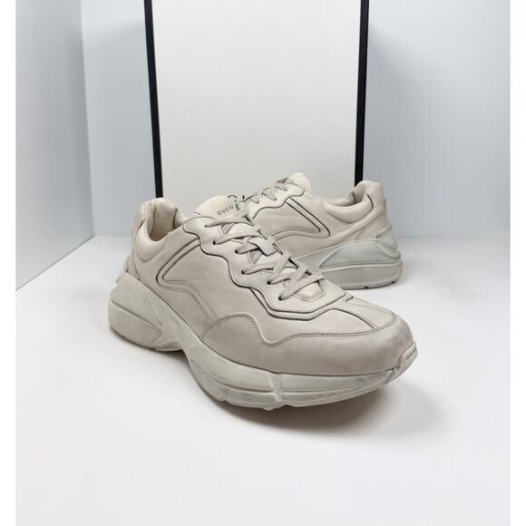 Size 14US - Gucci Rhyton Distressed Ivory Leather Sneakers NEW main image 6